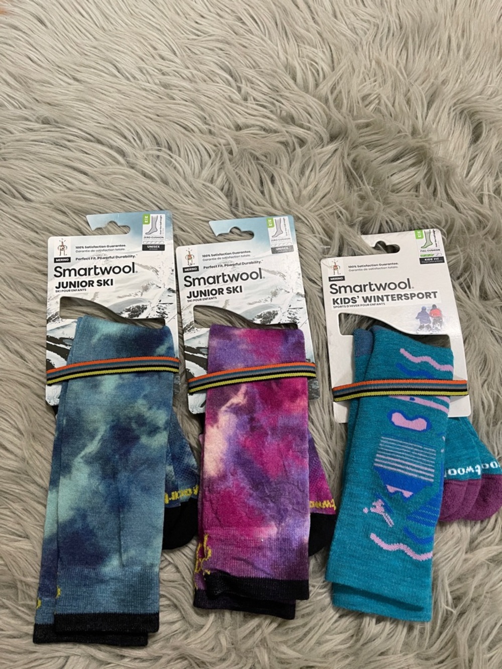 Smartwool bundle Junior Ski & Kids' Wintersport Socks - Teal, Purple, Blue